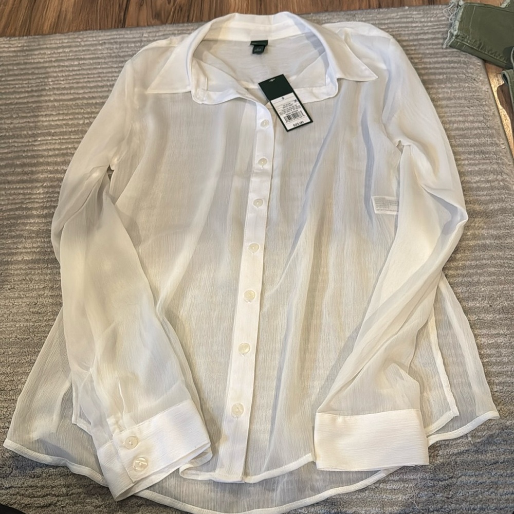 *NWT* Wild Fable see thru long sleeve blouse, size Small